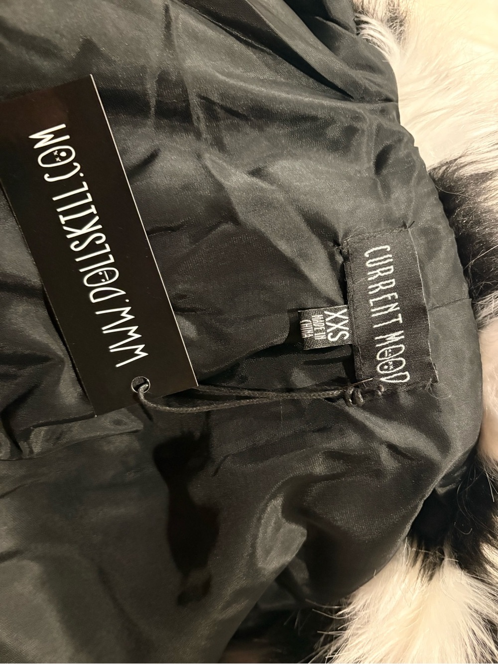 NWT Current Mood Oversized Long Checkered Recipe For Disaster Faux Fur Coat - Picture 6 of 6